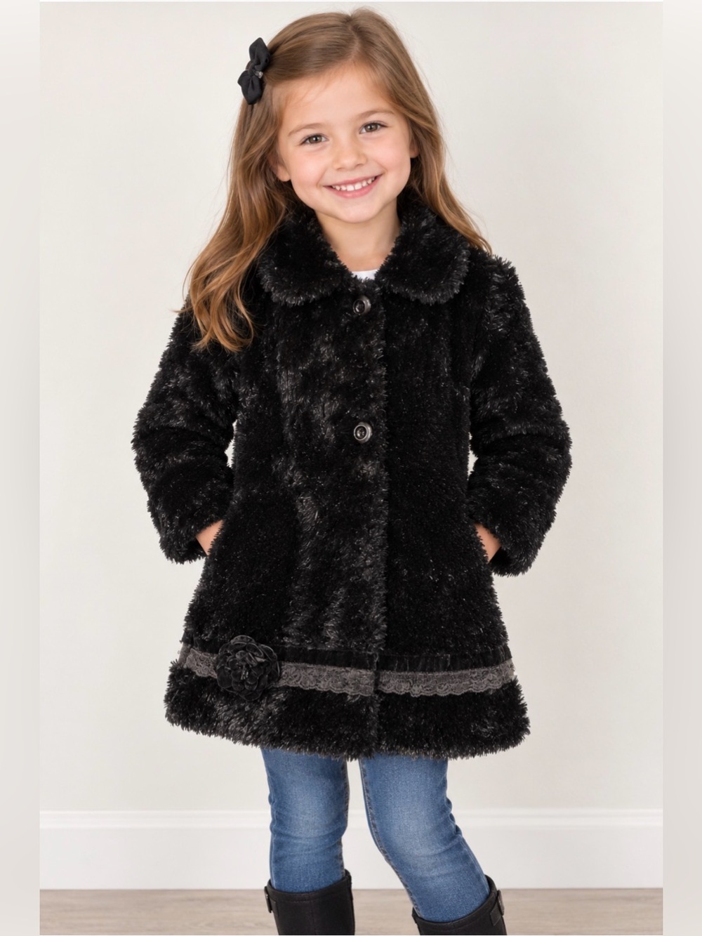Corky & Co Girls Size~ 5 Black Coat vintage